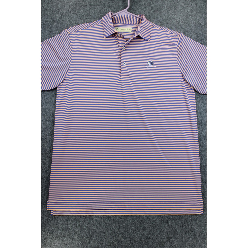 Donald Ross Mens Blue Orange Striped Historic Barnsley Resort Golf Polo Shirt M